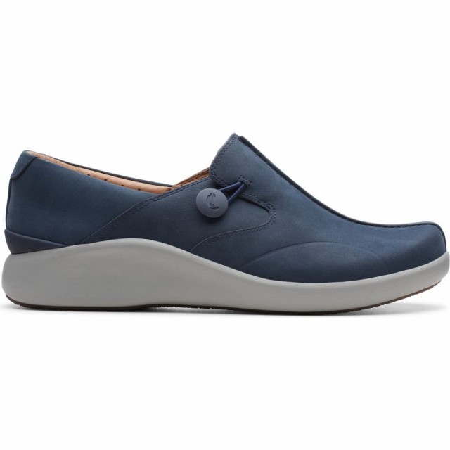 愛用 クラークス CLARKS レディース スリッポン・フラット シューズ・靴 Un Loop 2 Walk Flat Navy Nubuck Leather, エルアミーゴ b01cf3f3