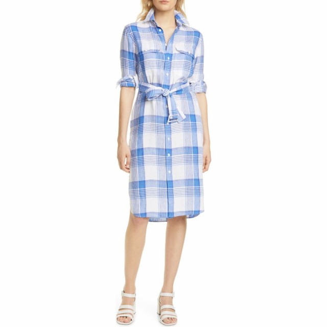 ラルフ ローレン Polo Ralph Lauren レディース ワンピース シャツワンピース Plaid Long Sleeve Belted Linen Shirtdress White Blue Muの通販はau Pay マーケット フェルマート 商品ロットナンバー