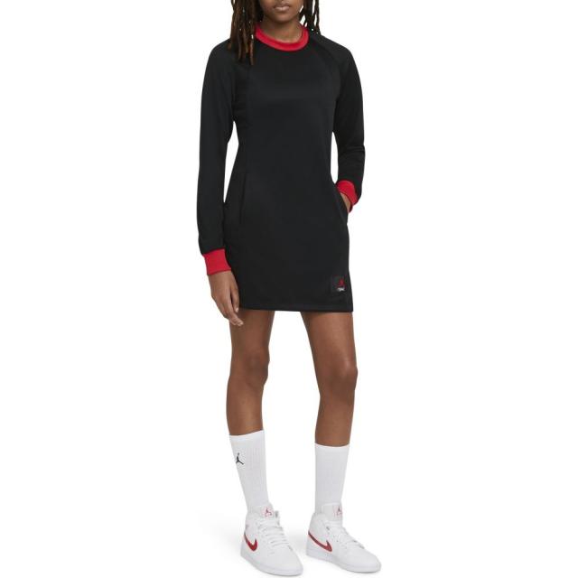 クリアランスバーゲン ナイキ ジョーダン Jordan レディース ワンピース ミニ丈 ワンピース ドレス Long Sleeve Sweatshirt Minidress Black University Red 数量限定 Www Medicinfo Ro