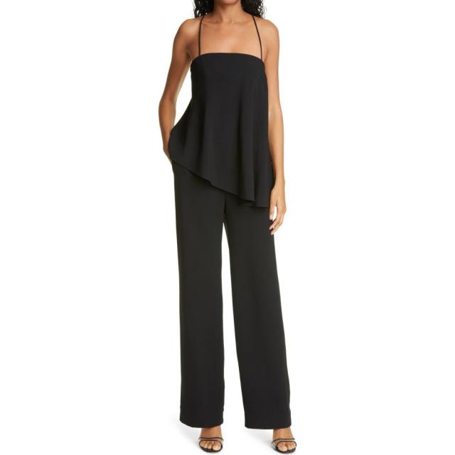 Se Magasin アルマーニ Emporio Armani レディース オールインワン ジャンプスーツ ワンピース ドレス Asymmetrical Ruffle Crepe Jumpsuit Black