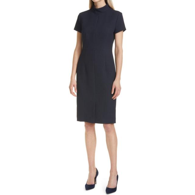 絶賛 ヒューゴ ボス Boss レディース ワンピース タイト ワンピース ドレス Davika Mock Neck Sheath Dress Midnight 21新作 Kishakatoliketiranedurres Com