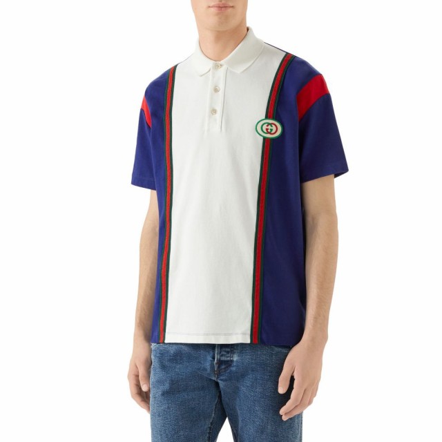 【通販 人気】 グッチ メンズ Logo GUCCI Milk トップス Colorblock Patch ポロシャツ Inchiostro Polo-トップス 【通販 人気】 グッチ メンズ Logo GUCCI Milk トップス Colorblock Patch ポロシャツ Inchiostro Polo-トップス