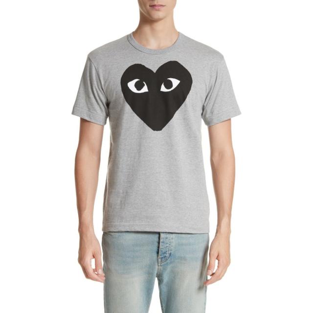 取寄品 コム デ ギャルソン Comme Des Garcons Play メンズ Tシャツ ロゴtシャツ トップス Logo Graphic Tee Top Dyed Gray 期間限定特価 Www Kaneorthotics Co Nz