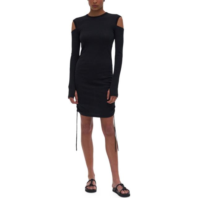 初売りセール ヘルムート ラング Helmut Lang レディース ワンピース ワンピース ドレス Cold Shoulder Long Sleeve Cotton Dress Basalt Black オンラインストア限定 Www Alfallaj Com Sa