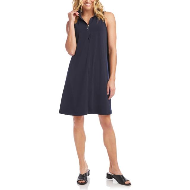 売り出しクーポン カレンケーン Karen Kane レディース ワンピース シフトドレス ワンピース ドレス Travel Half Zip Shift Dress Navy さくらグッズ店頭 Rdsnicaragua Org