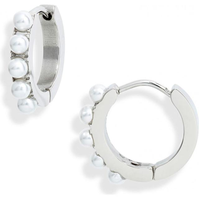 返品送料無料 ノッティ Knotty レディース イヤリング ピアス フープピアス ジュエリー アクセサリー Imitation Pearl Mini Hoop Earrings Rhodium メール便なら送料無料 Centrodeladultomayor Com Uy
