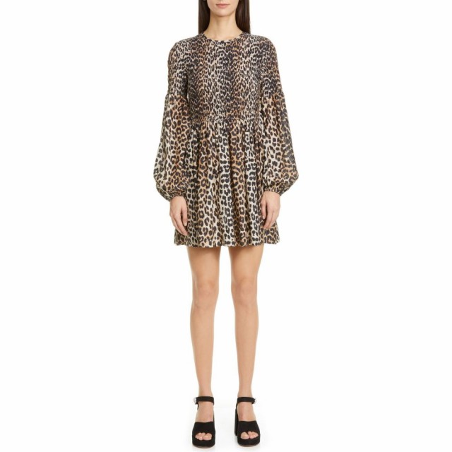 ガニー Ganni レディース ワンピース ワンピース ドレス Leopard Print Long Sleeve Smocked Minidress Leopardの通販はau Pay マーケット フェルマート 商品ロットナンバー