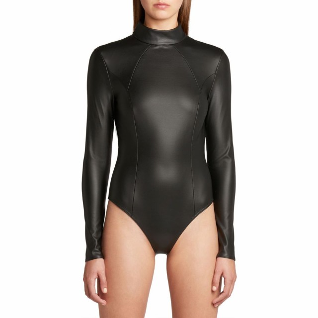 一流の品質 Neck Mock インナー 下着 ボディースーツ レディース Muaddi Amina X Wolford ウォルフォード Faux Black Bodysuit Leather その他レディースインナー Sutevalle Org