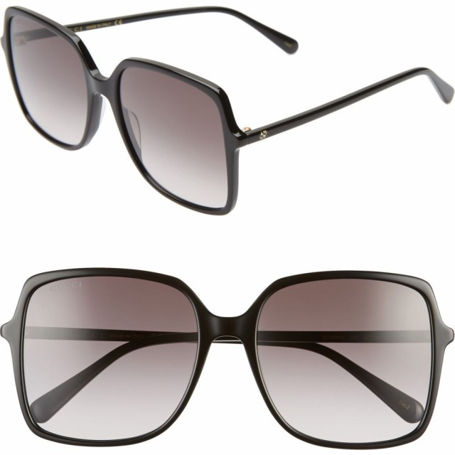 グッチ Gucci レディース メガネ 新作 大人気 サングラス スクエアフレーム Black 57mm Sunglasses Gradient Grey Square