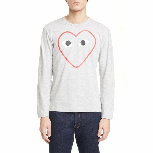 コム デ ギャルソン Comme Des Garcons Play メンズ Tシャツ トップス Outline Heart T Shirt Grey