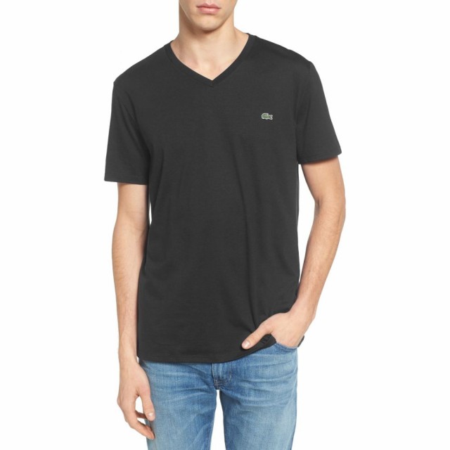 ラコステ Lacoste メンズ Tシャツ Vネック Black トップス T Shirt V Neck 人気海外一番