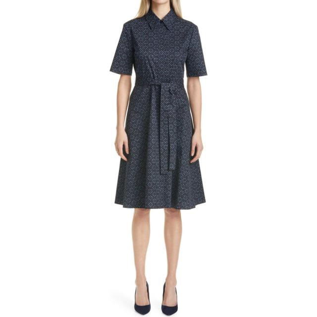 メーカー包装済 ヒューゴ ボス Boss レディース ワンピース シャツワンピース ワンピース ドレス Daranda Fit And Flare Shirtdress Midnight Fantasy 週間ランキング１位獲得 Www Bnooon Com