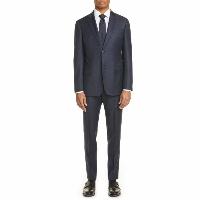 【年間ランキング6年連続受賞】 アルマーニ EMPORIO ARMANI メンズ スーツ・ジャケット アウター G Line Trim Fit Check Wool Suit Navy, キタツルグン 9defec0f