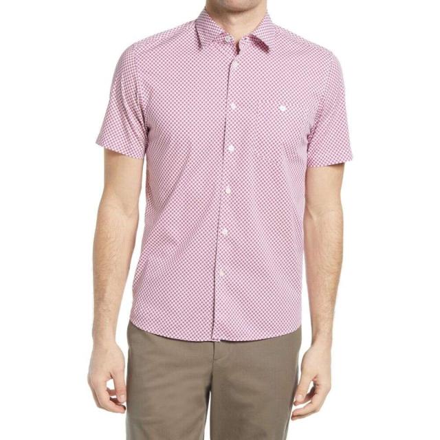 即日出荷 テッドベーカー Ted Baker London メンズ 半袖シャツ スリム トップス Sliide Slim Fit Short Sleeve Button Up Shirt Pink バーゲン Upik Ac Ug