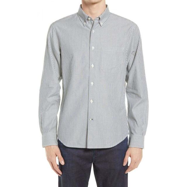 期間限定特価 Club モナコ クラブ Monaco Stripe Blue Shirt Button Down Stripe Fit Slim トップス スリム シャツ メンズ カジュアルシャツ Myenglishprivatelesson Com