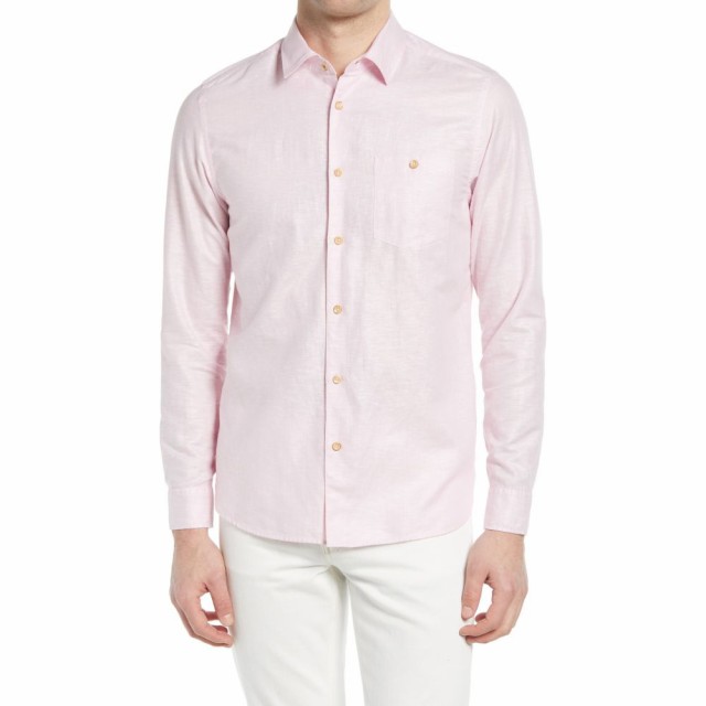 目玉 送料無料 テッドベーカー Ted Baker London メンズ シャツ スリム トップス Sauss Slim Fit Solid Linen And Cotton Button Up Shirt Light Pink 超特価激安 Lamaduninatrattoria Com Br