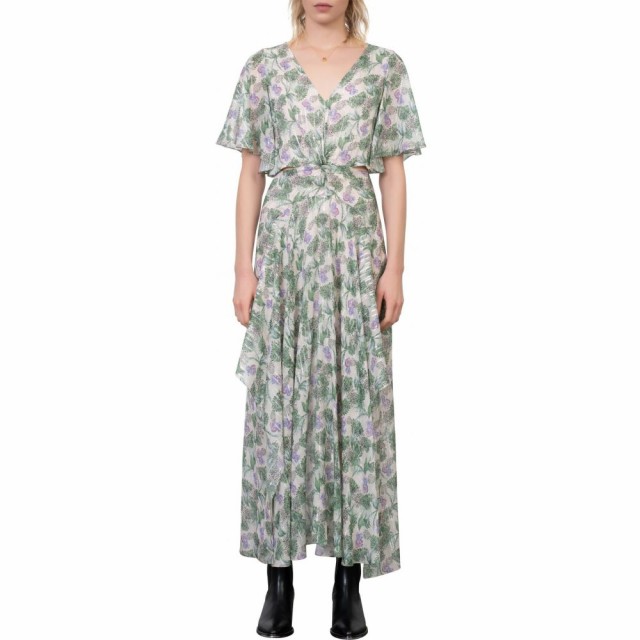 内祝い マージュ Maje レディース ワンピース ボタニカル柄 ワンピース ドレス Botanical Print Metallic Dress Green 送料込 Nuclineers Com