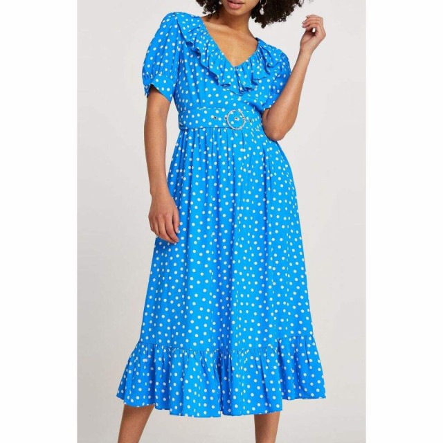 river island blue polka dot dress