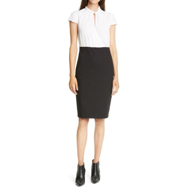 100 の保証 テッドベーカー Ted Baker ワンピース London レディース ワンピース ペンシル Two Tone ワンピース ドレス ペンシル Daylla Two Tone Mock Neck Pencil Dress Ivory Fascino Fe00d775 Gotsshiidel Mn