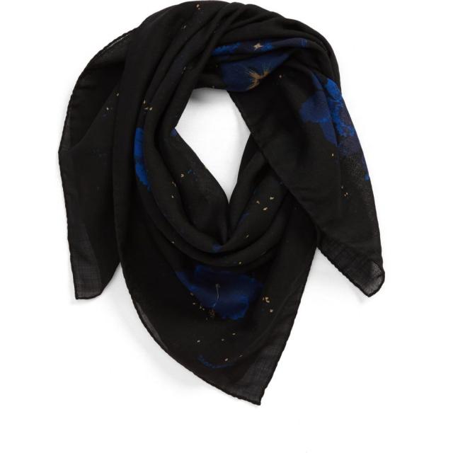 絶妙 イヴ サンローラン Saint Laurent メンズ バンダナ Hibiscus Bandana Scarf Black Blue 新品即決 Iipmset Ac In