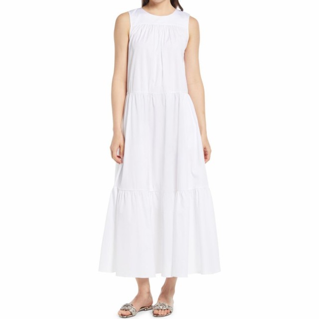 21春夏新色 ノードストローム Nordstrom レディース ワンピース ノースリーブ ａライン ワンピース ドレス Tiered Sleeveless Cotton Dress White 超目玉アイテム Theblindtigerslidell Com