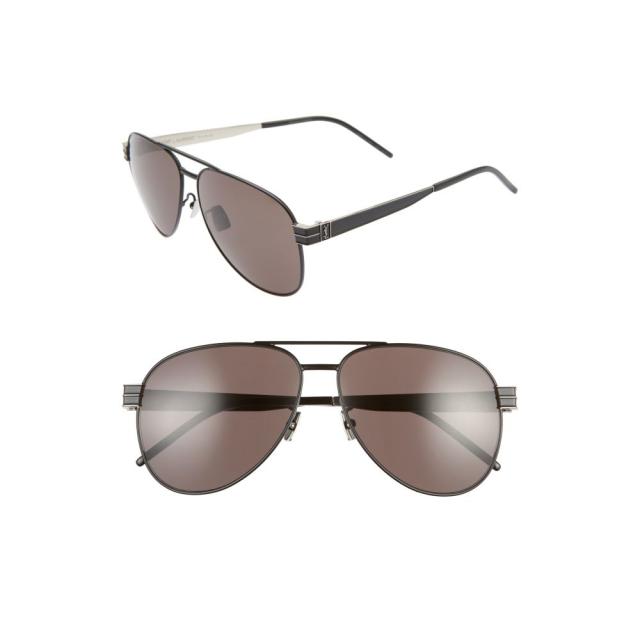 イヴ サンローラン Saint Laurent メンズ メガネ 大注目 アビエイター Aviator Black サングラス 60mm Sunglasses
