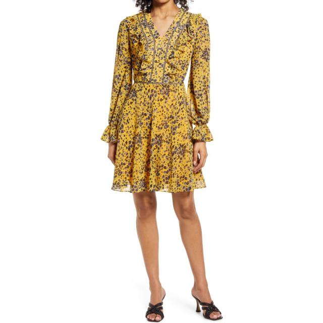感謝の声続々 Shani シャニ レディース Yellow Dress Flare And Fit Sleeve Long Floral ワンピース ドレス ワンピース ロング マキシ丈 Sutevalle Org