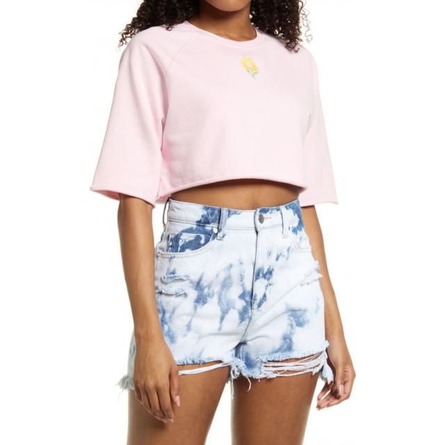 安い Bp Bp レディース スウェット トレーナー クロップド トップス Organic Cotton Crop Sweatshirt Pink Flower Emb 人気カラー再販 Centrodeladultomayor Com Uy