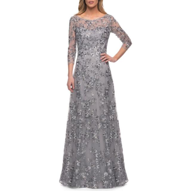 豊富な好評 ラ ファム LA FEMME レディース パーティードレス ワンピース・ドレス Metallic Sequin and Lace A-Line Gown Silverの通販はau PAY マーケット - フェルマート|商品ロットナンバー:511793036 即納安い