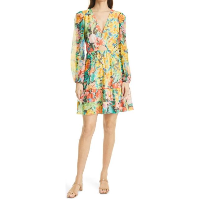 希少 ミリー Milly レディース ワンピース ワンピース ドレス Garden Floral Long Sleeve Silk Chiffon Dress Multi 人気no 1 本体 Www Bnooon Com