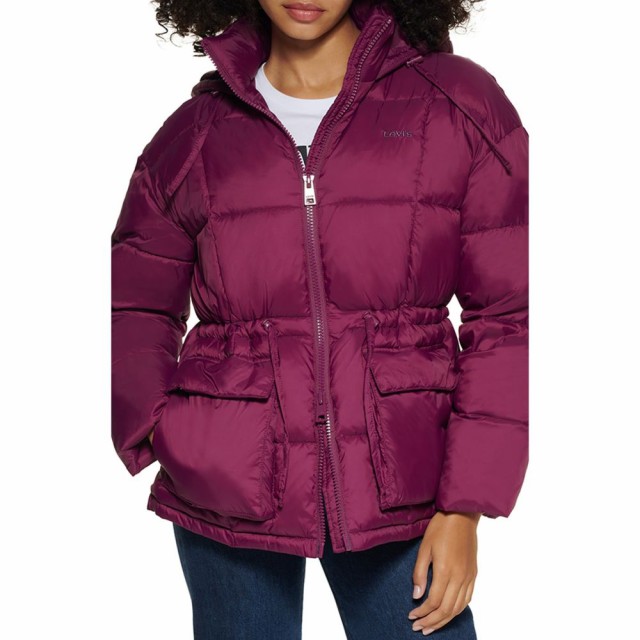 値頃 リーバイス LEVIS レディース ダウン・中綿ジャケット フード アウター Cinch Waist Hooded Puffer Jacket Deep Purple 値頃 リーバイス LEVIS レディース ダウン・中綿ジャケット フード アウター Cinch Waist Hooded Puffer Jacket Deep Purple