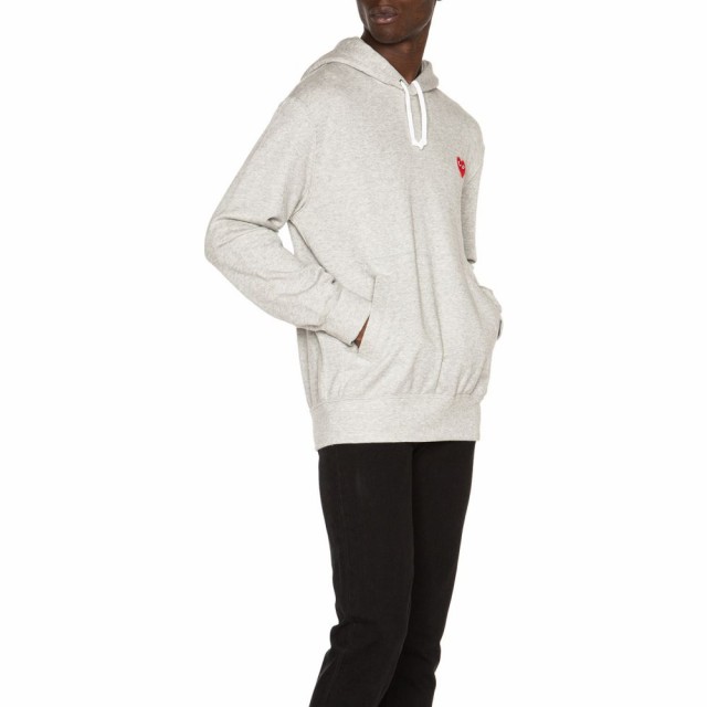 人気純正品 コム デ ギャルソン Comme Des Garcons PLAY メンズ パーカー トップス Red Emblem Cotton Hoodie Grey 人気純正品 コム デ ギャルソン Comme Des Garcons PLAY メンズ パーカー トップス Red Emblem Cotton Hoodie Grey
