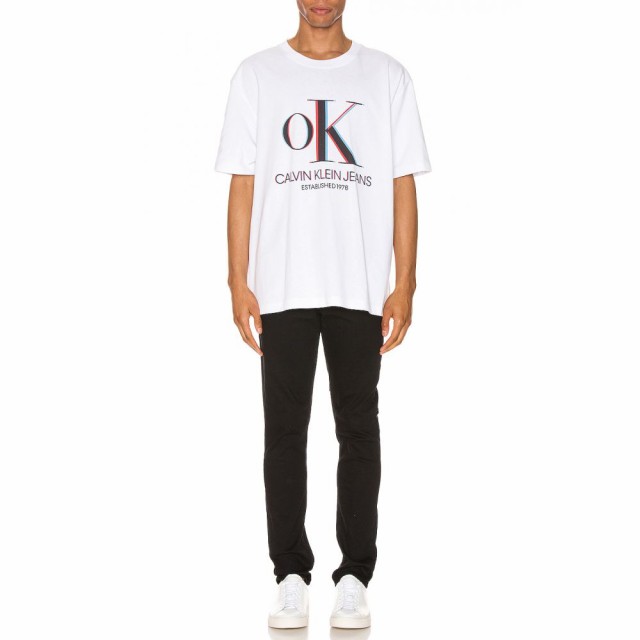 カルバンクライン Calvin オリジナル Klein Est 1978 メンズ Tシャツ Logo 3d トップス Brilliant White Tee