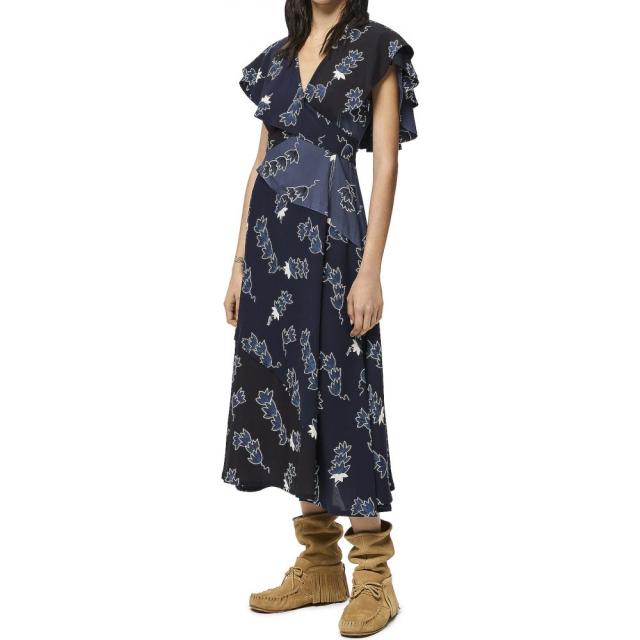 代引き手数料無料 ロエベ Loewe レディース ワンピース ワンピース ドレス Paulas Ibiza Crocus Print Ruffle Dress Blue Multicolor ロングセラー Kherkun Com