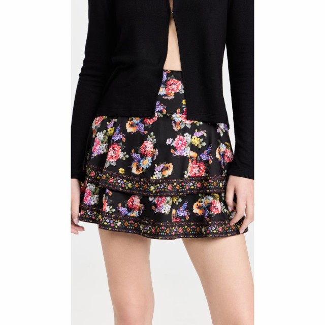 アリス アンド オリビア alice + olivia レディース ミニスカート スカート Marvis Tiered Ruffle Miniskirt Magnolia Floral Black/Mult