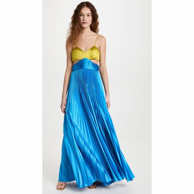 アムール AMUR レディース パーティードレス ワンピース・ドレス Elodie Gown Citrine Green/Aquarius Blue