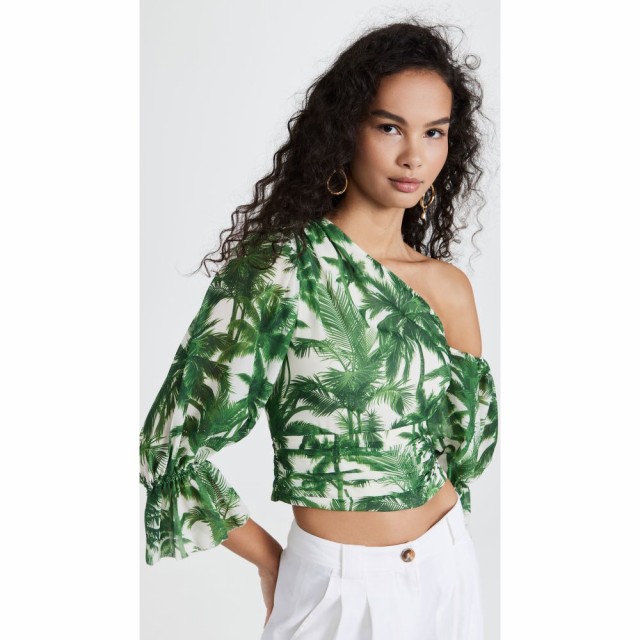 アムール AMUR レディース トップス Taya Asymmetrical Top Moss Loulu Palm Tree