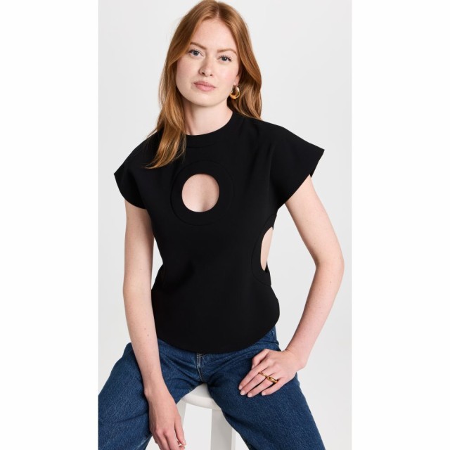 アウェイク モード A.W.A.K.E. MODE レディース トップス Sleeveless Top with 3 Circular Cutouts Black