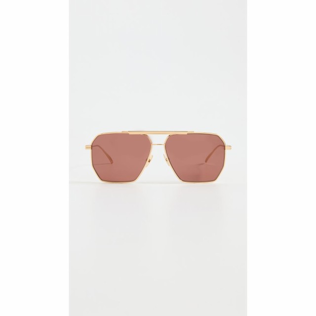 ボッテガ ヴェネタ Bottega Veneta レディース メガネ・サングラス Geometric Navigator Sunglasses Gold/Gold/Brown