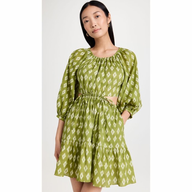 チャイナサルトル Charina Sarte レディース ワンピース ミニ丈 ワンピース・ドレス Pouf Cut Out Mini Dress Lime Diamond Print