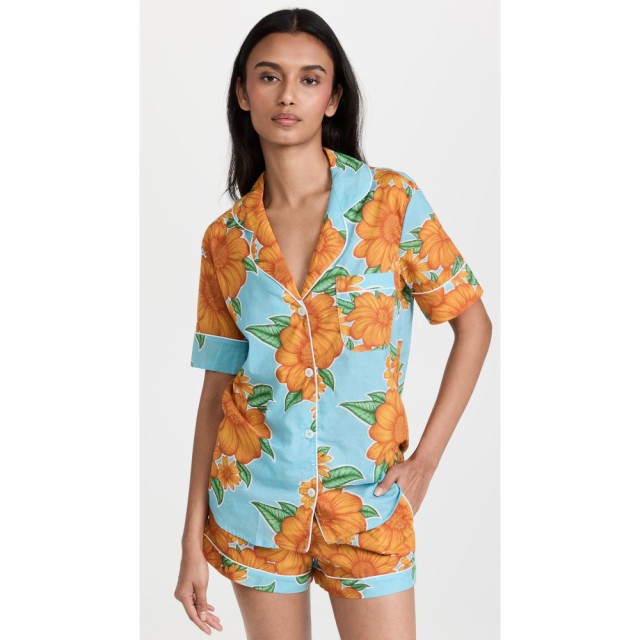 デズモンド＆デンプシー Desmond and Dempsey レディース パジャマ・上下セット インナー・下着 Tithonia Short Sleeve PJ Set Powder Bl