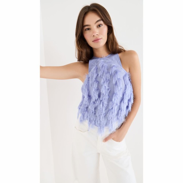 ガニー GANNI レディース ブラウス・シャツ トップス Fringe Mesh Blouse Persian Violet