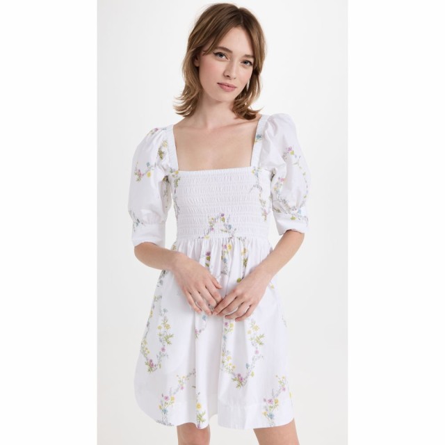 ガニー GANNI レディース ワンピース ワンピース・ドレス Printed Floral Poplin Dress Floral Shape Bright White