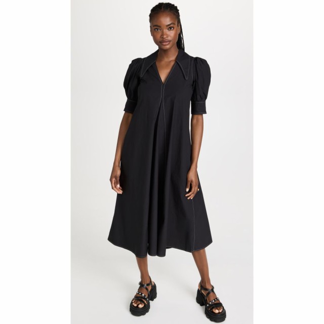 ガニー GANNI レディース ワンピース ワンピース・ドレス Cotton Poplin Dress Black