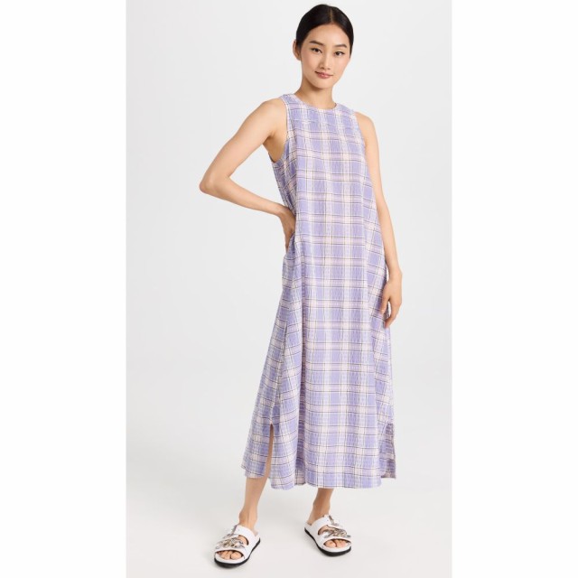 ガニー GANNI レディース ワンピース マキシ丈 ワンピース・ドレス Seersucker Check Maxi Dress Check Persian Violet