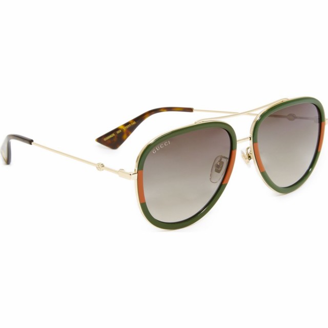 グッチ Gucci レディース メガネ・サングラス アビエイター Pilot Urban Web Block Aviator Sunglasses Gold/Green