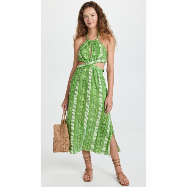 ファン デ ディオス Juan de Dios レディース ワンピース ミドル丈 ワンピース・ドレス San Agustin Midi Dress Green Stripes