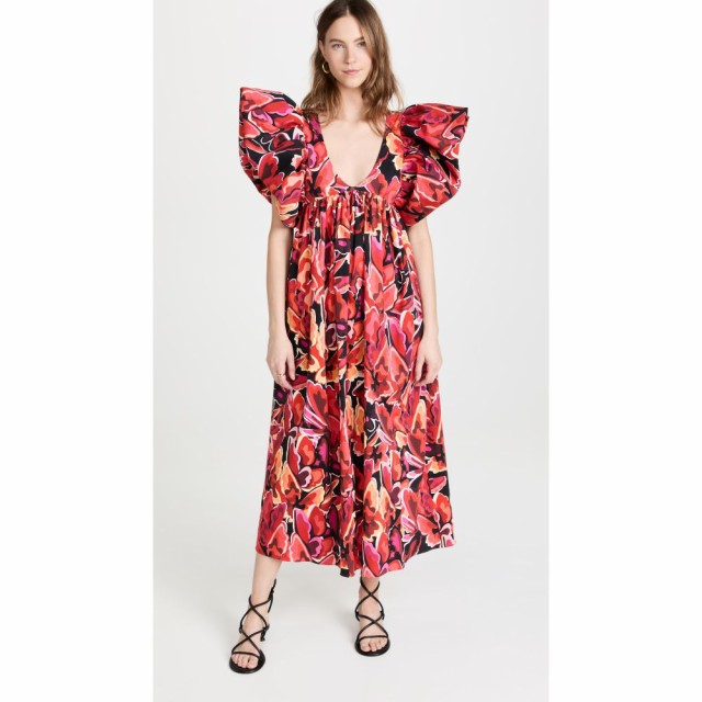 キカバルガス Kika Vargas レディース ワンピース ワンピース・ドレス Adriana Dress Small Red Butterflies Print