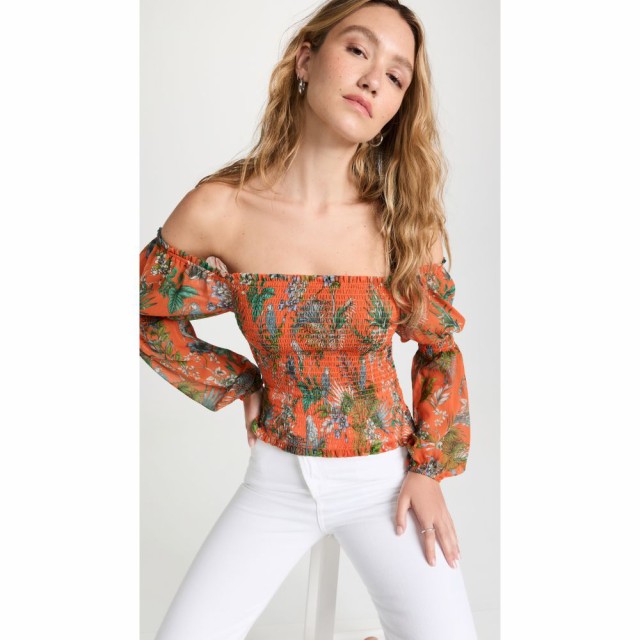 ラジャンス LAGENCE レディース トップス Cece Smocked Top Orange Multi Parrot