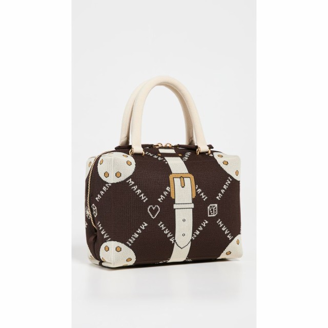 マルニ Marni レディース バッグ Small Cubic Bag Sadelle Brown/Silk White/Gold